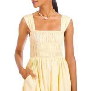 STAUD Ida Smocked Midi Poplin Dress EUC Ballet acore